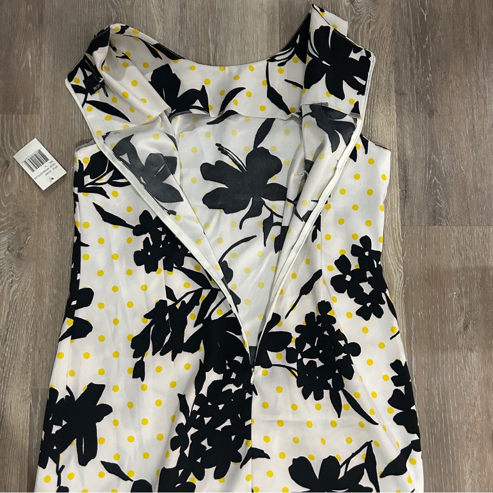 Ronni Nicole Black and White Floral Mini Dress with Yellow Dot Accents (Bin 11) - Picture 8 of 11